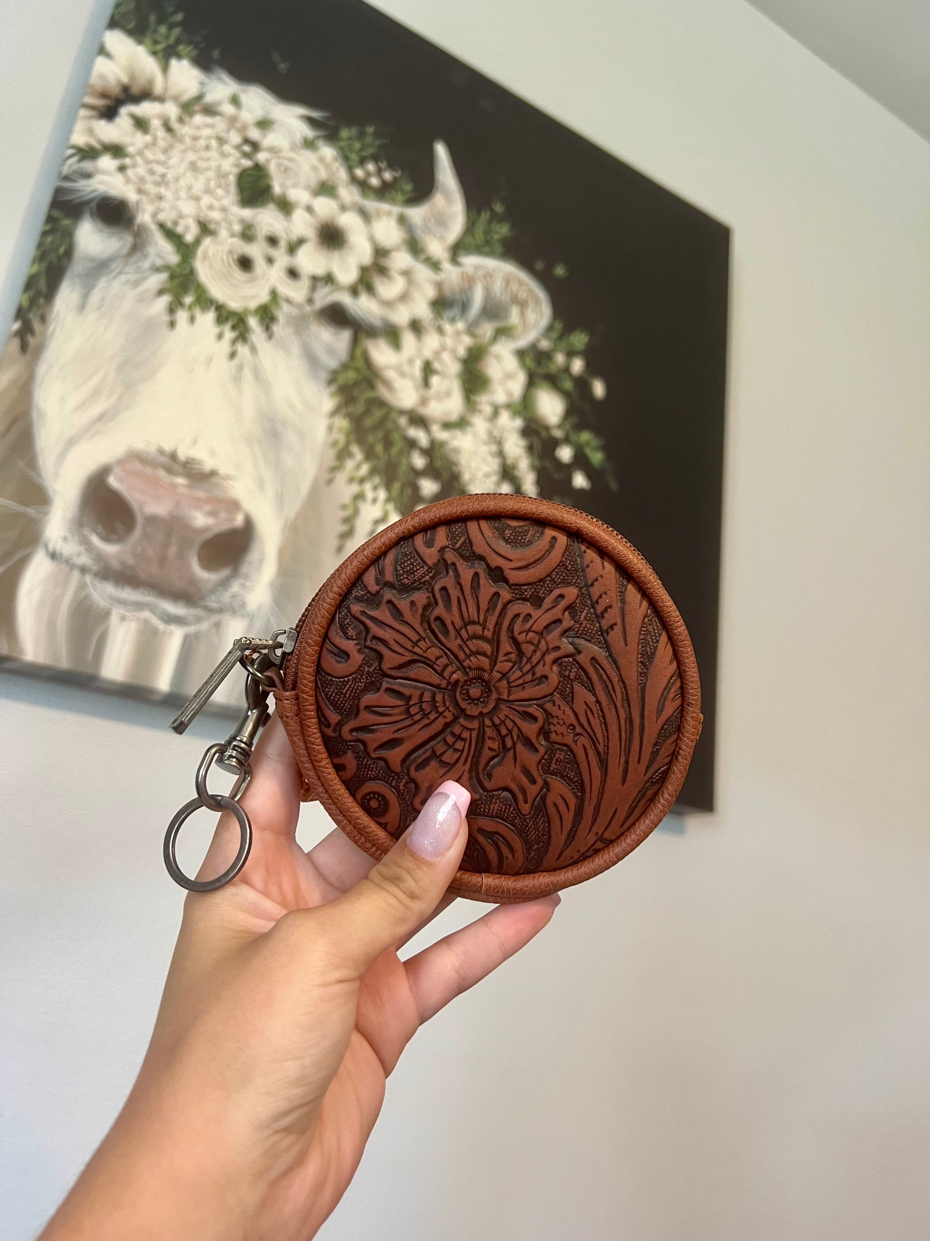 Wrangler floral tooled coin pouch