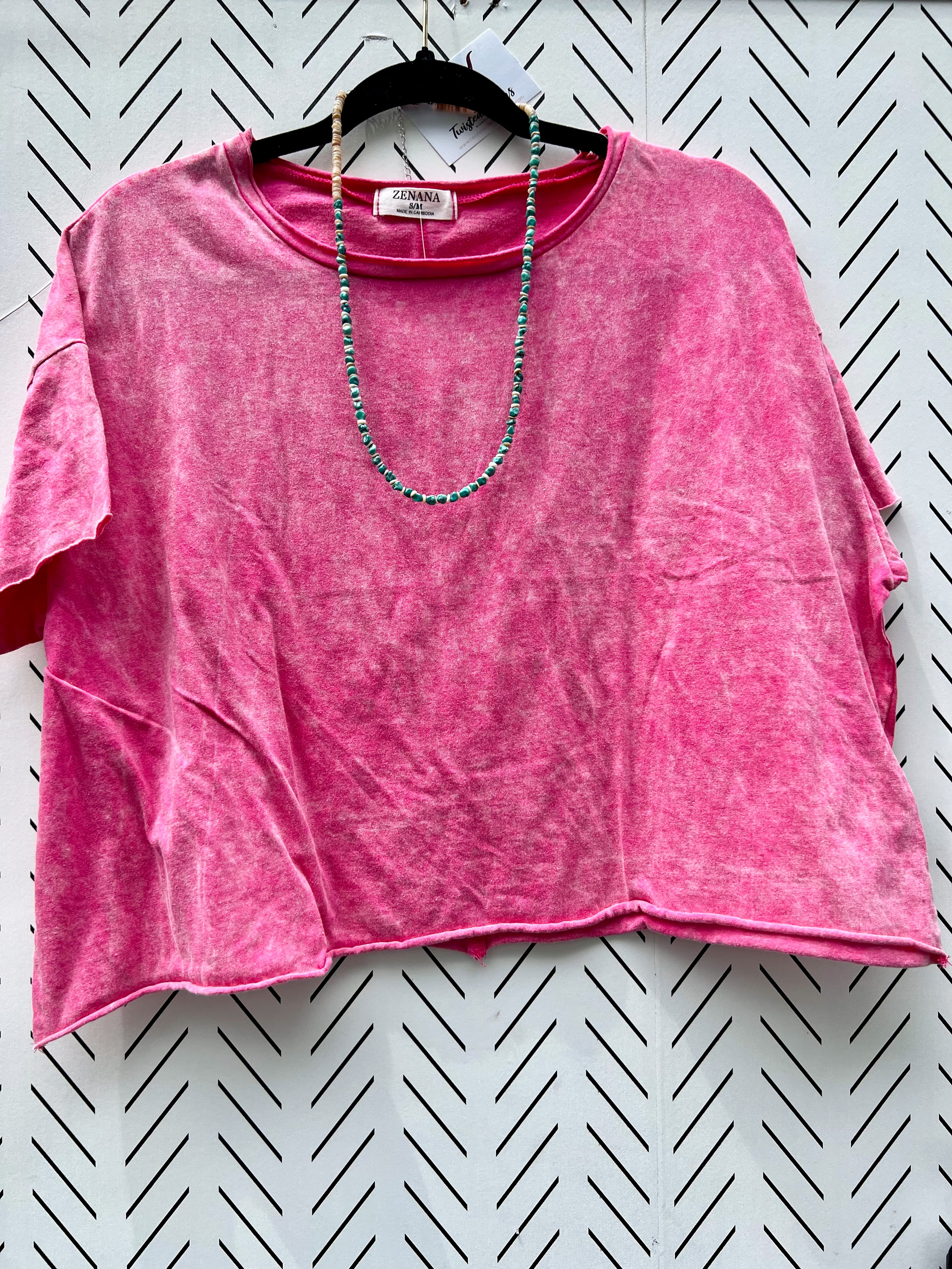 Hot Pink Zenana Cropped Tee