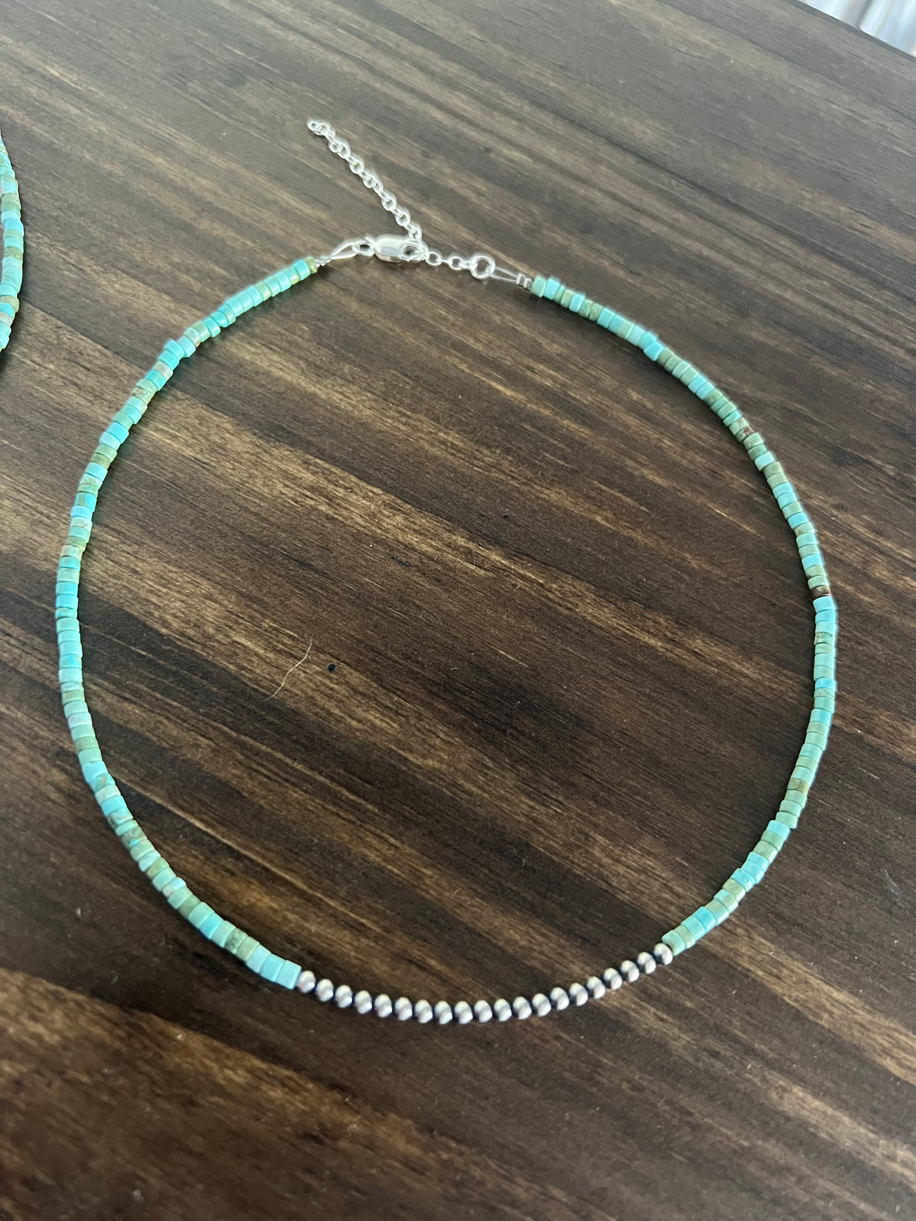 3mm Navajo and turquoise choker