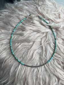 3mm Navajo and turquoise choker