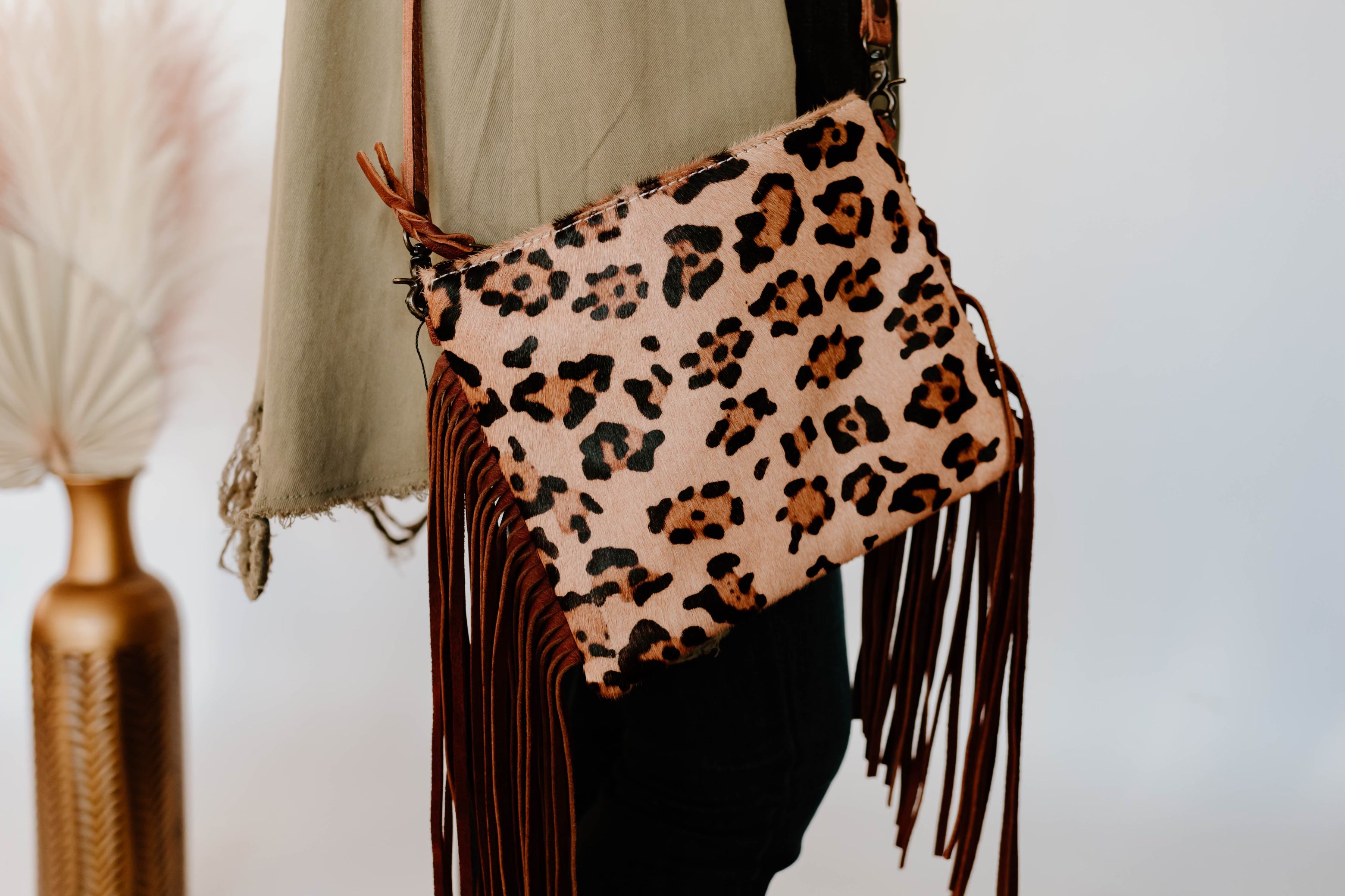 Cheetah fringe crossbody